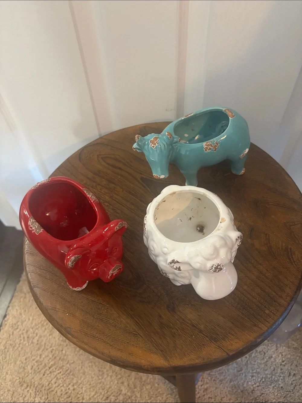 Decorative Ceramic AnimalPlanters – Red, white, and Blue Set - Picture 1 of 5